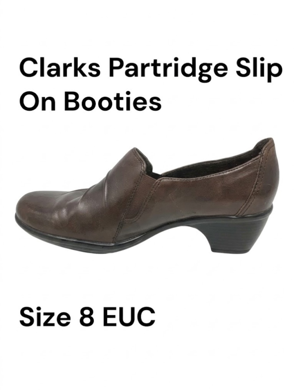 Clarks Partridge Slip On Booties, Brown Leather, Size 8